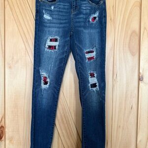 Judy Blue Dark Blue Skinny Jeans with Red Details
